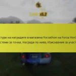 Структури на наградите в магазина Forzathon на Forza Horizon 5: Системи за точки, Награди по нива, Изисквания за участие